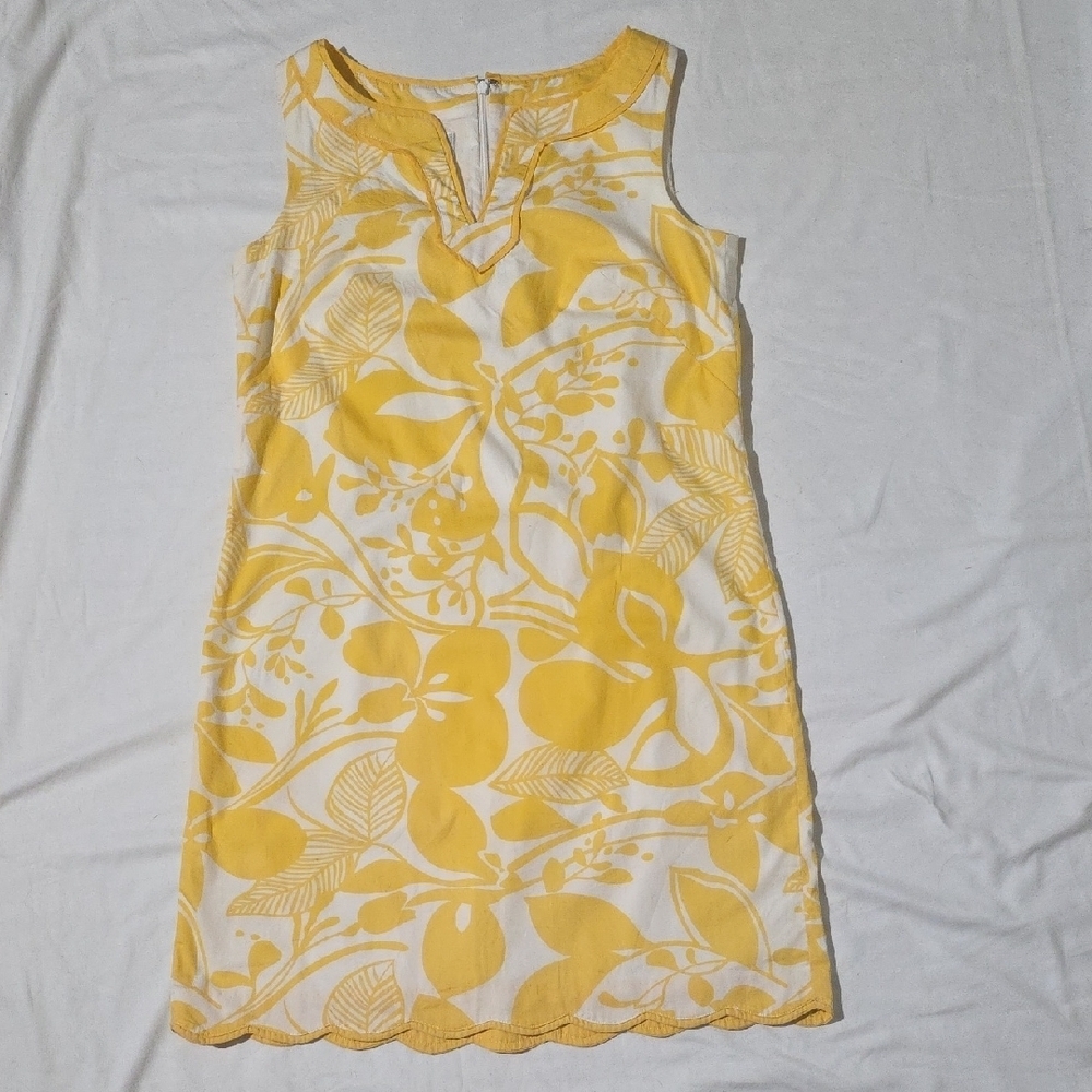 Talbots Yellow White Floral Dress Tropical Vacation Cruise Resortwear Size 8 - Picture 8 of 15